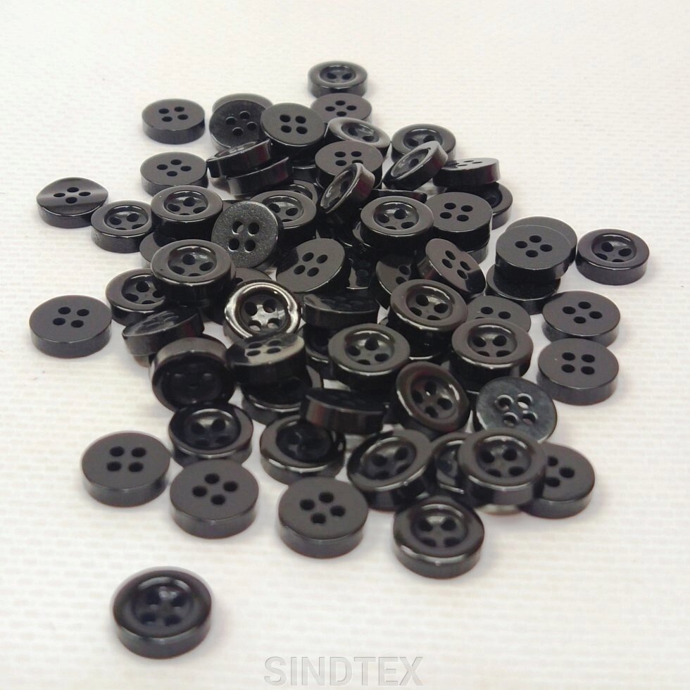 10 шт. - Ґудзики сорочкові пластик Ø-10мм, - чорний від компанії SINDTEX - фото 1