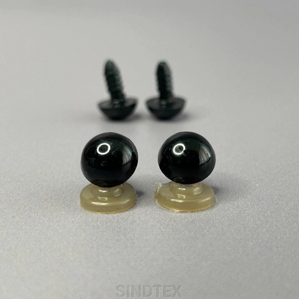 10 шт - Очі гвинтові для іграшок 12 мм з фіксатором - чорний від компанії SINDTEX - фото 1