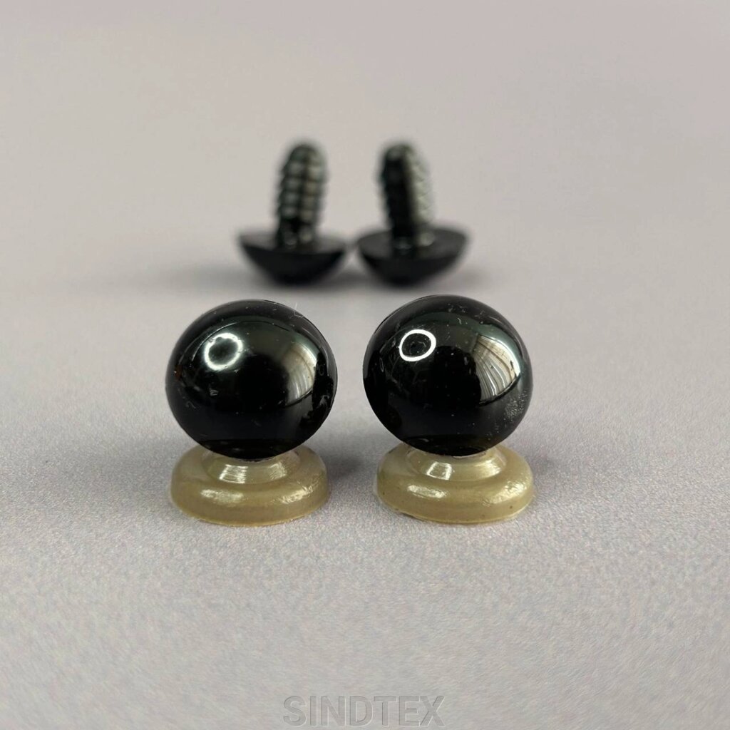 10 шт - Очі гвинтові для іграшок 14 мм з фіксатором - чорний від компанії SINDTEX - фото 1