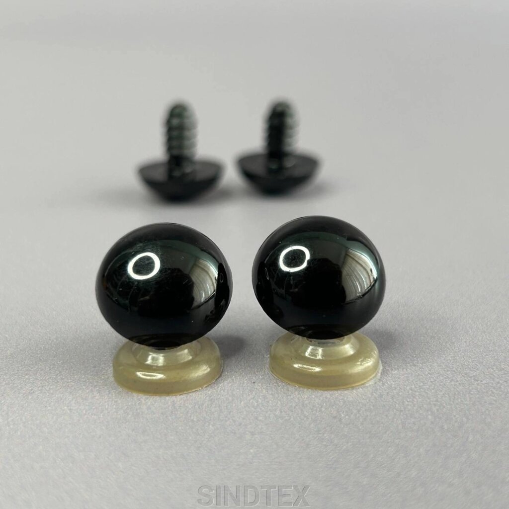 10 шт - Очі гвинтові для іграшок 16 мм з фіксатором - чорний від компанії SINDTEX - фото 1