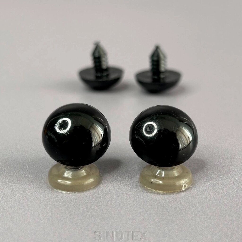 10 шт - Очі гвинтові для іграшок 18 мм з фіксатором - чорний від компанії SINDTEX - фото 1