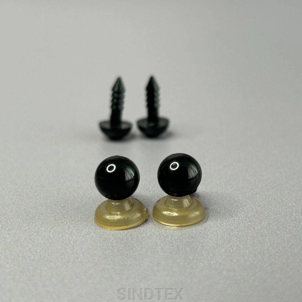 10 шт - Очі гвинтові для іграшок 8 мм з фіксатором - чорний від компанії SINDTEX - фото 1