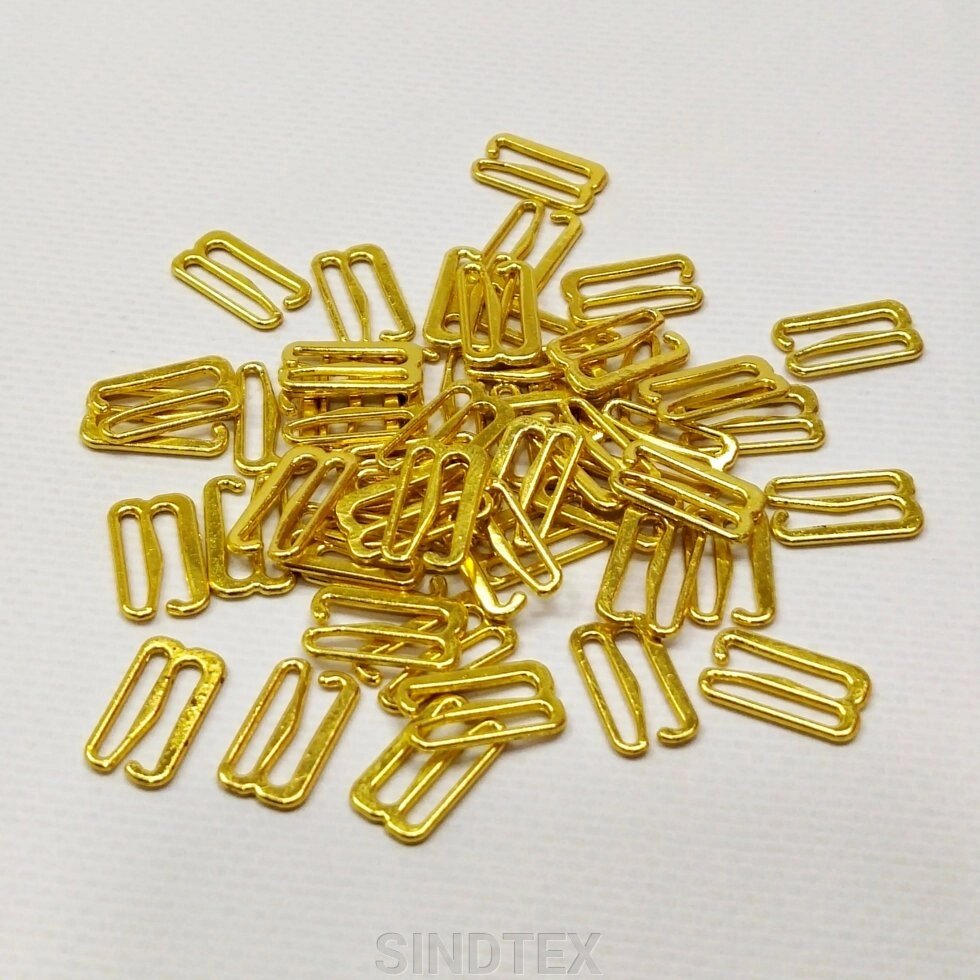 10 шт. - Золотий 1,5 см регулятор (МЕТАЛ) для бретелів бюстгальтера (застібка) (БФ-0039) від компанії SINDTEX - фото 1