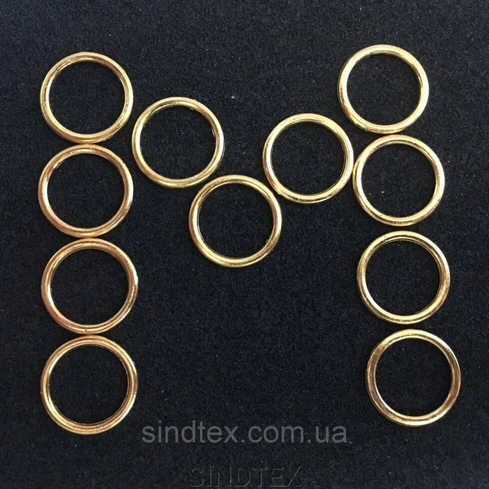 10 шт. - Золотий регулятор 1 см (метал) для бюстгальтера (кільце) від компанії SINDTEX - фото 1