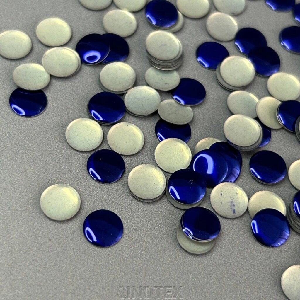 10г - Металострази термоклейові, монетка 7,5 мм - синій індиго від компанії SINDTEX - фото 1