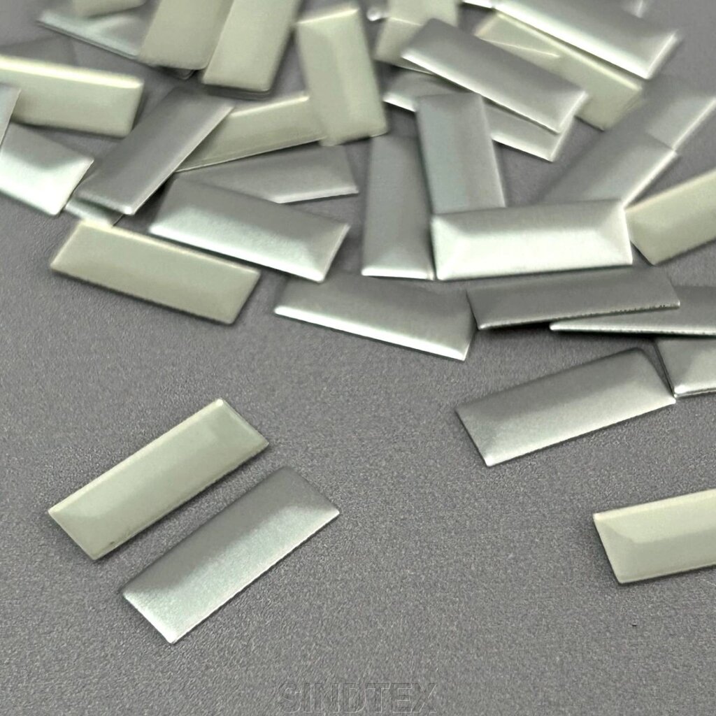 10г - Металострази термоклейові, прямокутник 6х16 мм - срібло матове від компанії SINDTEX - фото 1