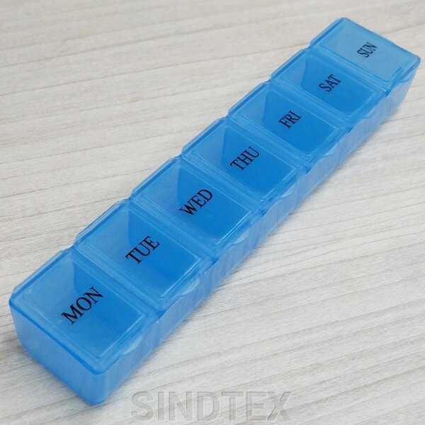 15х3x2см органайзер для табеток, тиждень - блакитний від компанії SINDTEX - фото 1