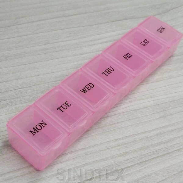 15х3x2см органайзер для табеток, тиждень - рожевий від компанії SINDTEX - фото 1