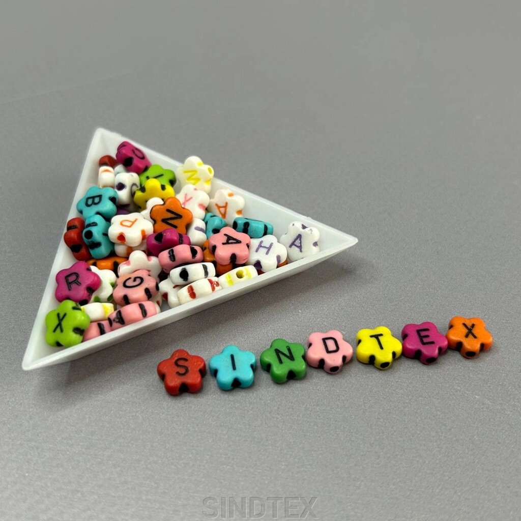 (20 г) Пластикові намистини - алфавітка 9 мм (пр. 140 шт.) - Мікс від компанії SINDTEX - фото 1