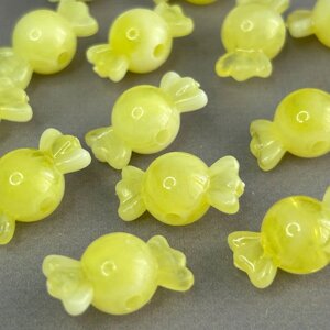 (20 гр) Намистини пластик цукерка 12х22 мм, жовтий