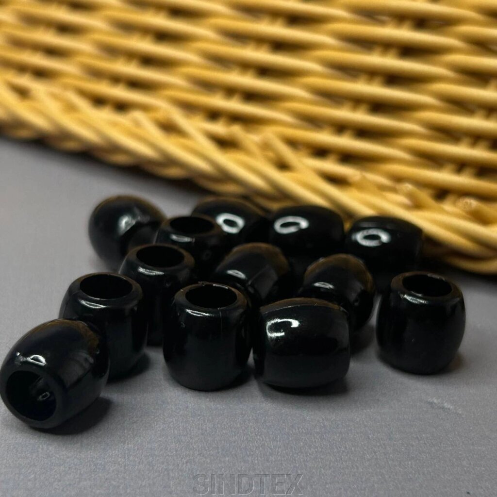 (20 гр) Намистини пластик бочонок 11 мм, - чорний від компанії SINDTEX - фото 1