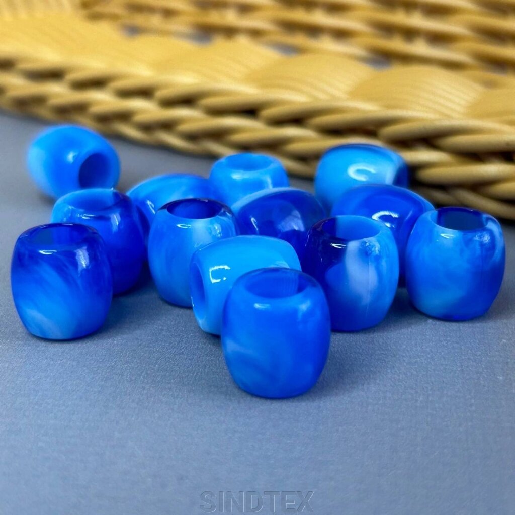 (20 гр) Намистини пластик бочонок 11х12 мм, - синій від компанії SINDTEX - фото 1