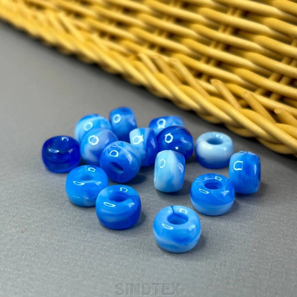 (20 гр) Намистини пластик бочонок 6х9 мм, - синій від компанії SINDTEX - фото 1