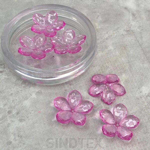(20 грам) Ø23 мм Намисто пластик Квітка, #5104 - рожевий прозорий від компанії SINDTEX - фото 1