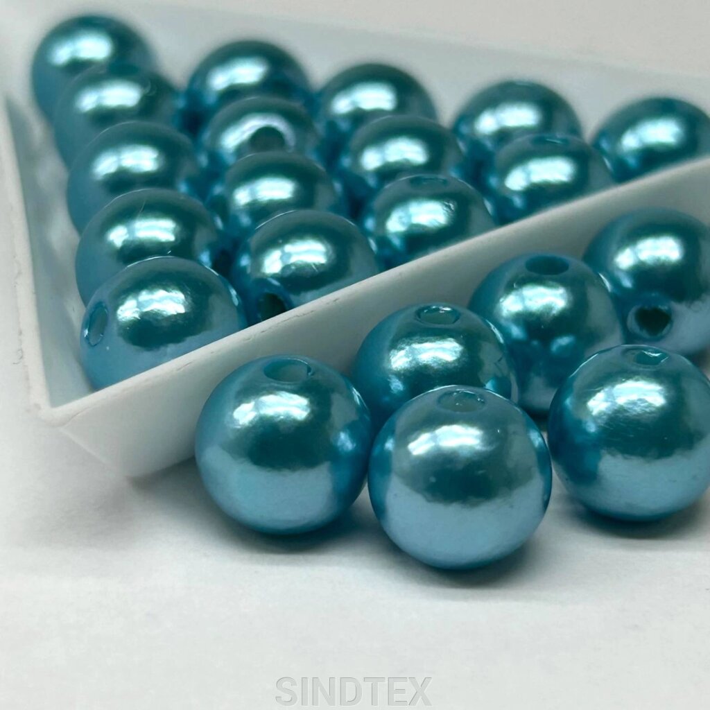 (20 грам) Намистини пластик Ø10мм - бірюзовий перламутр від компанії SINDTEX - фото 1