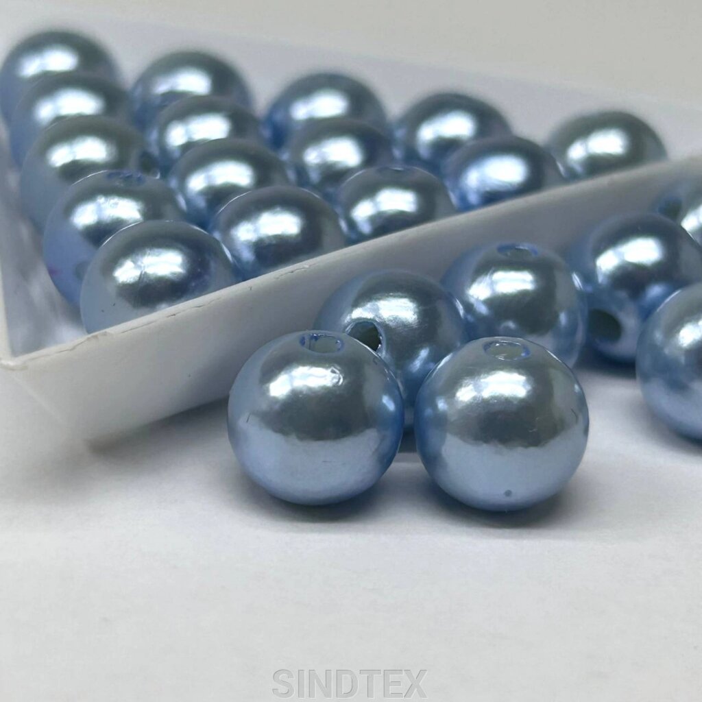 (20 грам) Намистини пластик Ø10мм - блакитний перламутр від компанії SINDTEX - фото 1