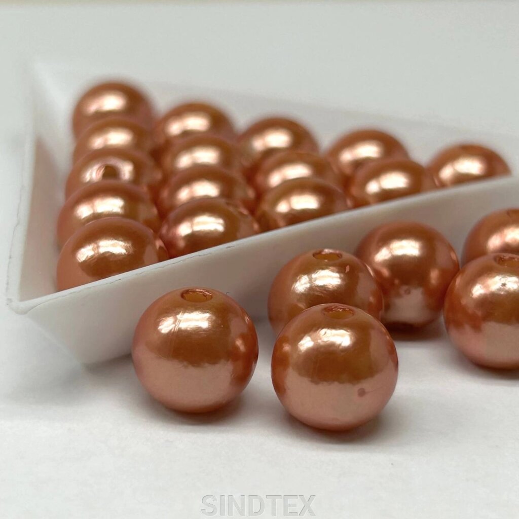 (20 грам) Намистини пластик Ø10мм - коричневий перламутр від компанії SINDTEX - фото 1