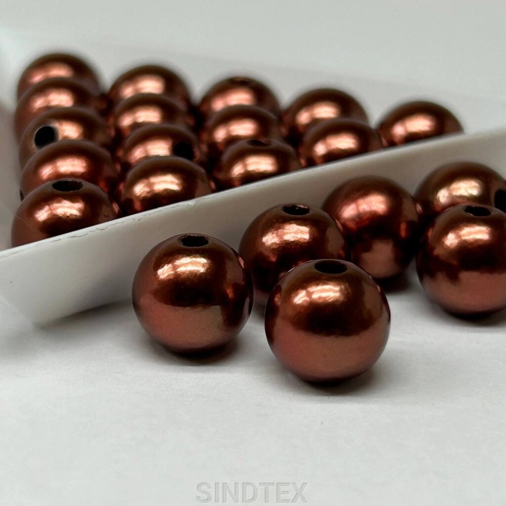(20 грам) Намистини пластик Ø10мм - шоколадний перламутр від компанії SINDTEX - фото 1