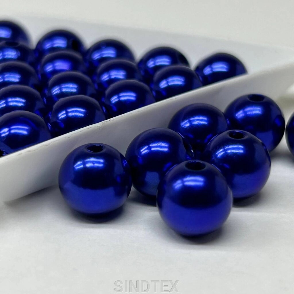 (20 грам) Намистини пластик Ø10мм - синій перламутр від компанії SINDTEX - фото 1