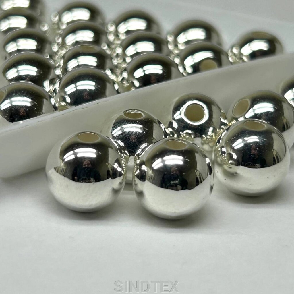 (20 грам) Намистини пластик Ø10мм - срібло хромоване від компанії SINDTEX - фото 1
