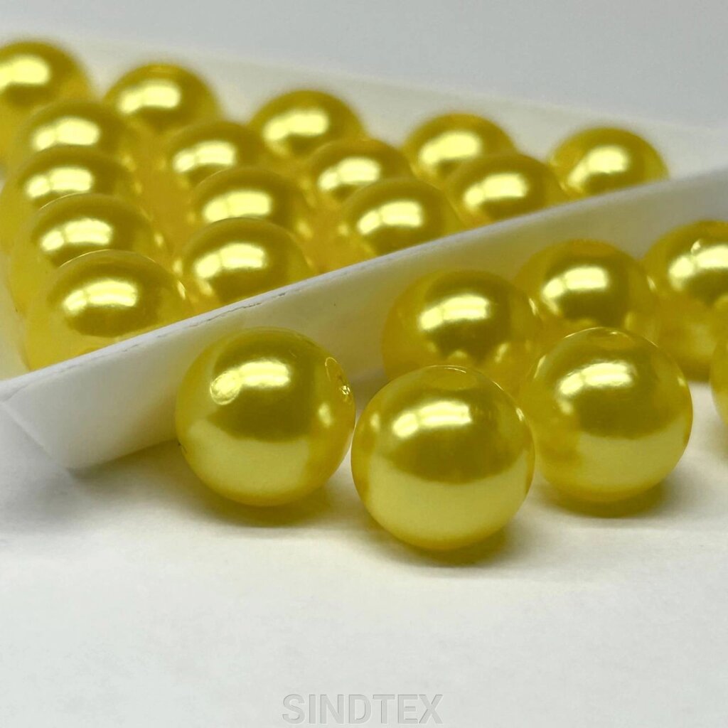 (20 грам) Намистини пластик Ø10мм - жовтий перламутр від компанії SINDTEX - фото 1