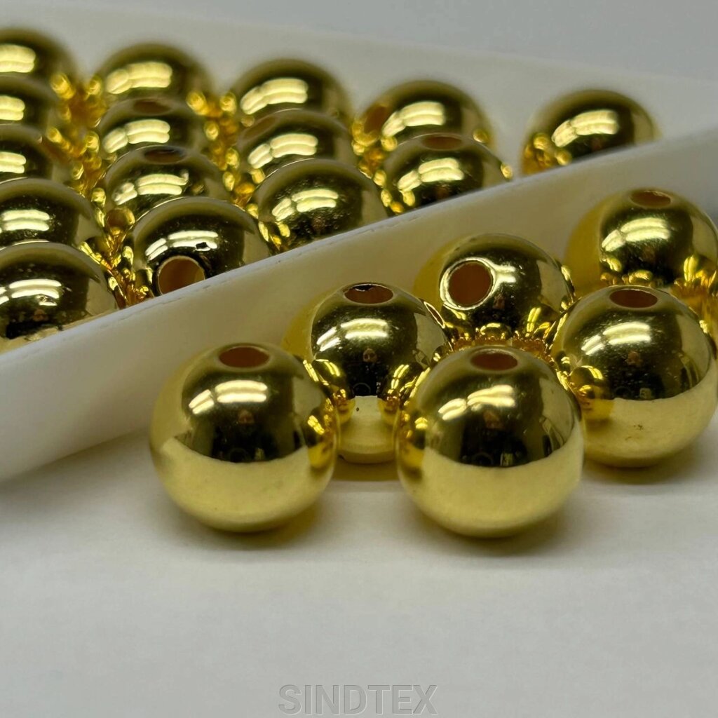 (20 грам) Намистини пластик Ø10мм - золото від компанії SINDTEX - фото 1