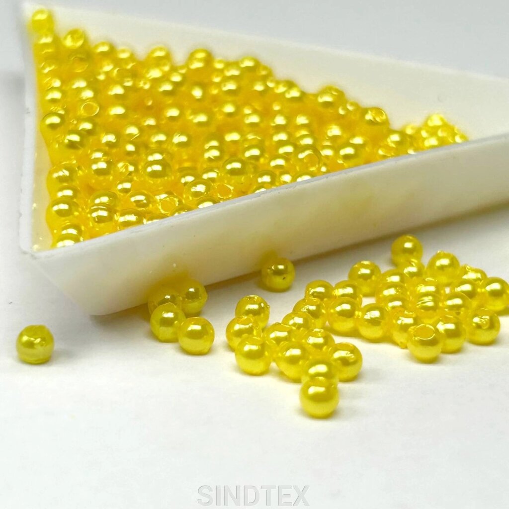 (20 грам) Намистини пластик Ø3мм - жовтий перламутр від компанії SINDTEX - фото 1