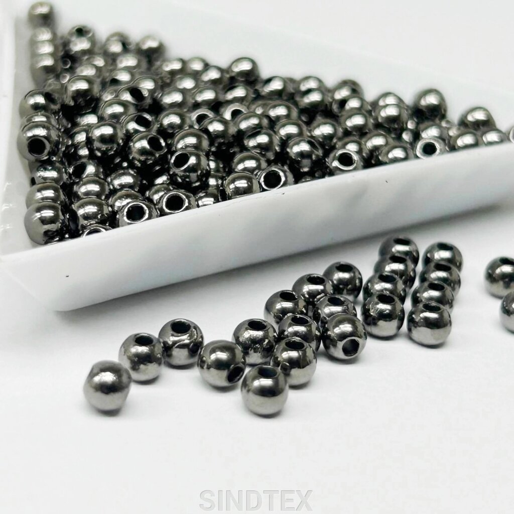 (20 грам) Намистини пластик  Ø4мм - чорний хром від компанії SINDTEX - фото 1