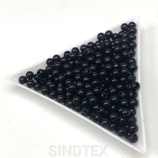 (20 грам) Намистини пластик Ø4мм, Колір - Чорний від компанії SINDTEX - фото 1
