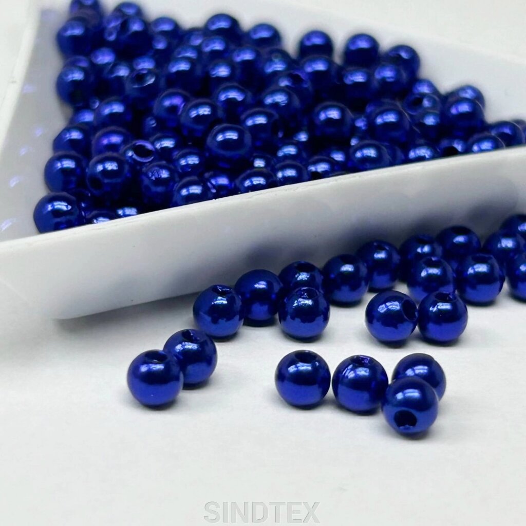 (20 грам) Намистини пластик  Ø4мм - синій перламутр від компанії SINDTEX - фото 1