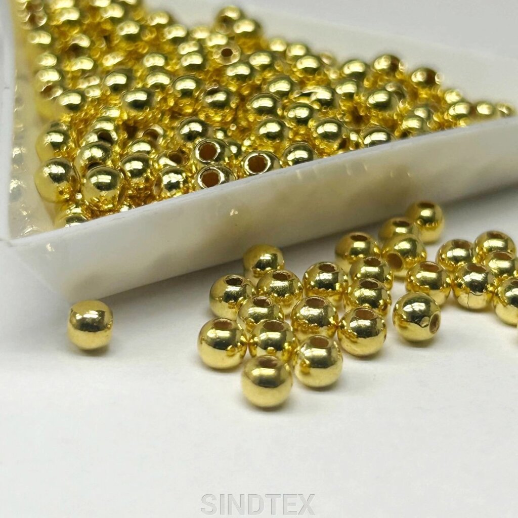 (20 грам) Намистини пластик  Ø4мм - золото від компанії SINDTEX - фото 1