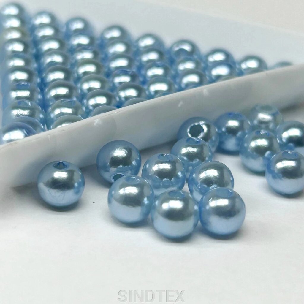 (20 грам) Намистини пластик  Ø6мм - блакитний перламутр від компанії SINDTEX - фото 1