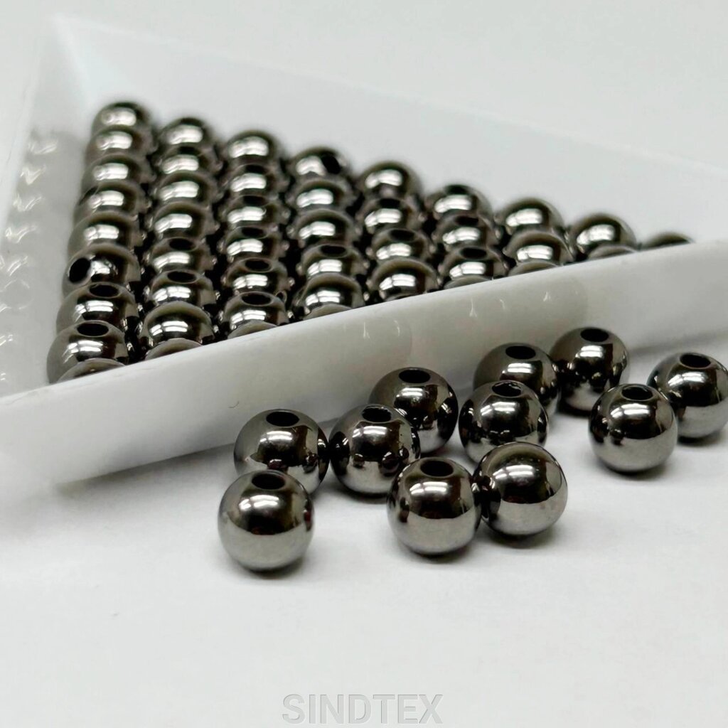 (20 грам) Намистини пластик  Ø6мм - чорний хром від компанії SINDTEX - фото 1