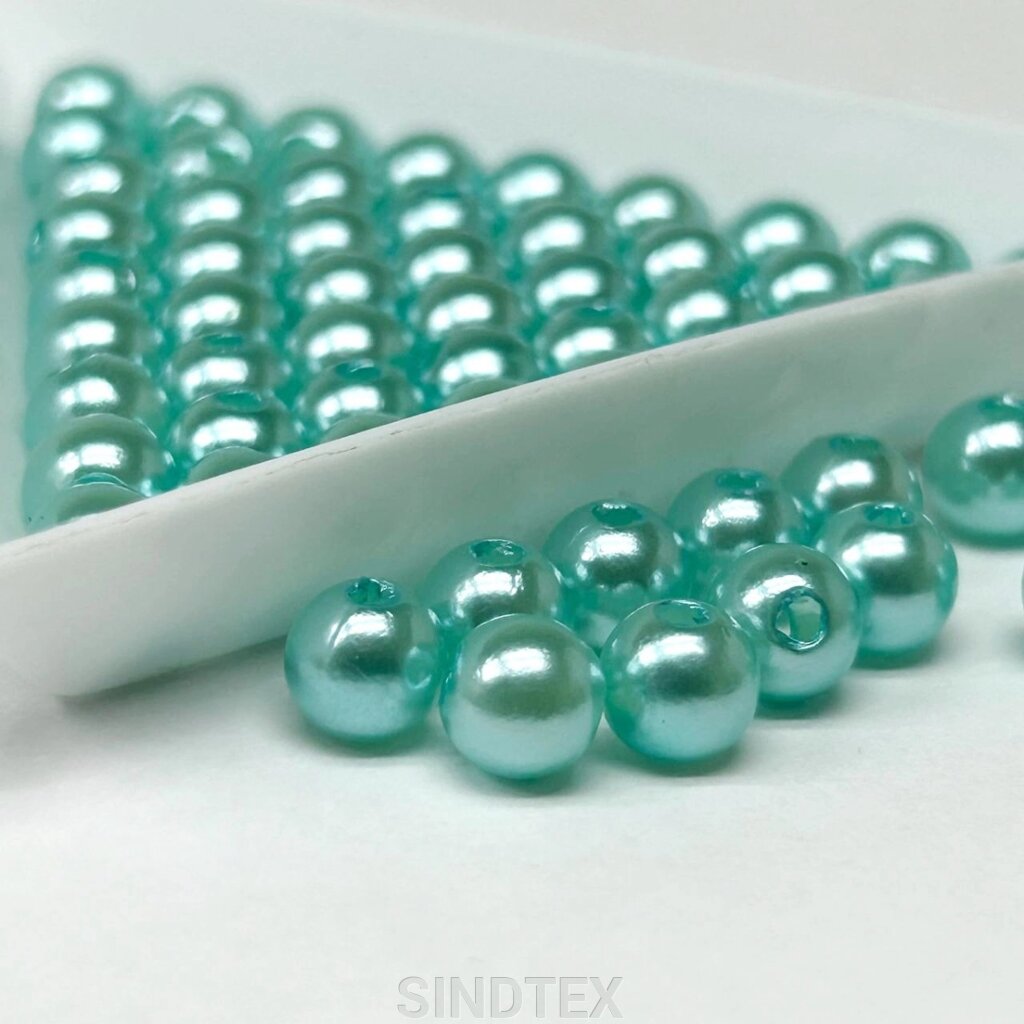 (20 грам) Намистини пластик  Ø6мм - м'ятний перламутр від компанії SINDTEX - фото 1