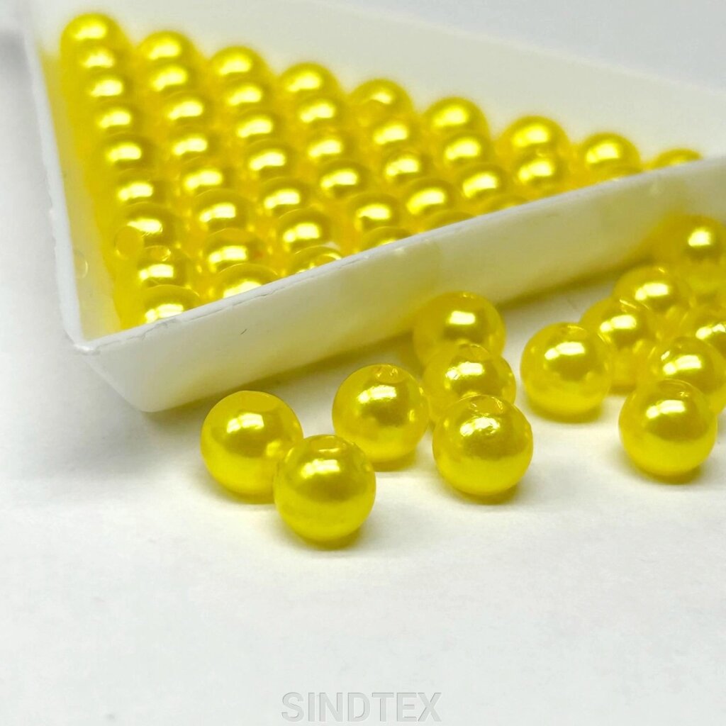 (20 грам) Намистини пластик  Ø6мм - жовтий перламутр від компанії SINDTEX - фото 1