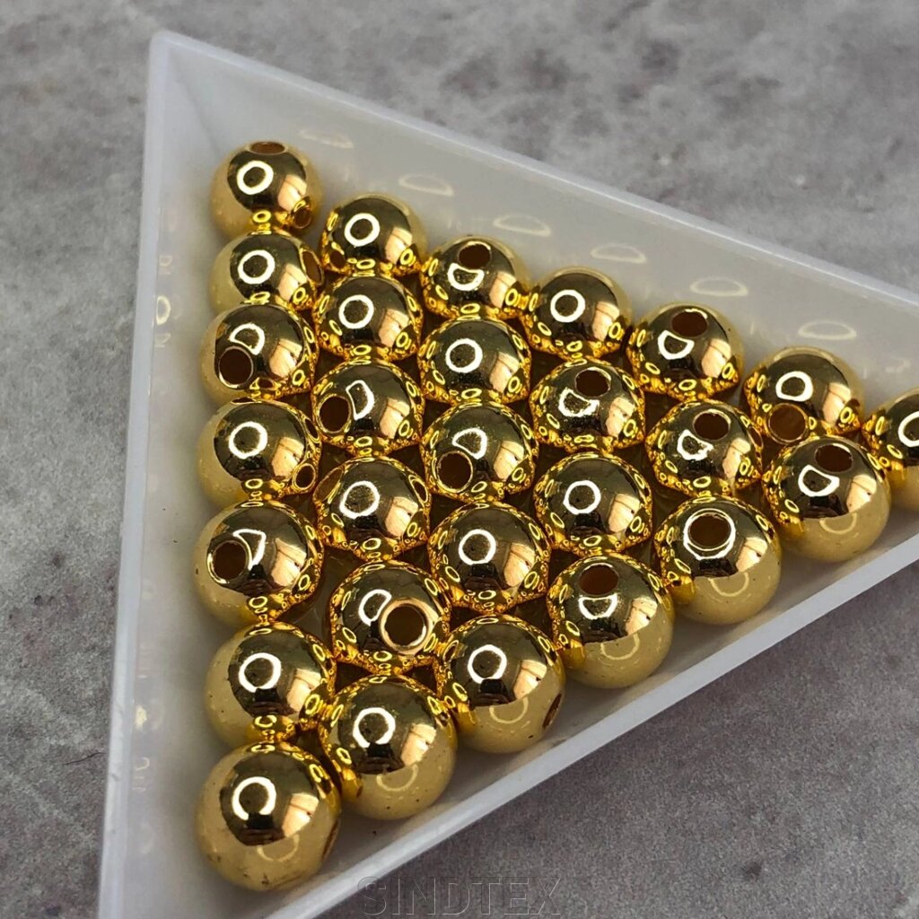 (20 грам) Намистини пластик Ø8 мм, - Золото від компанії SINDTEX - фото 1
