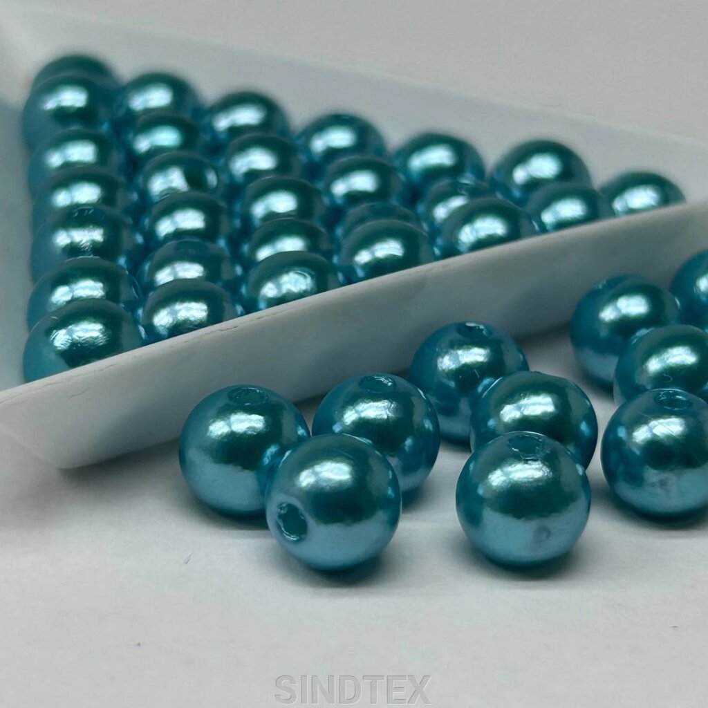 (20 грам) Намистини пластик Ø8мм - бірюзовий перламутр від компанії SINDTEX - фото 1