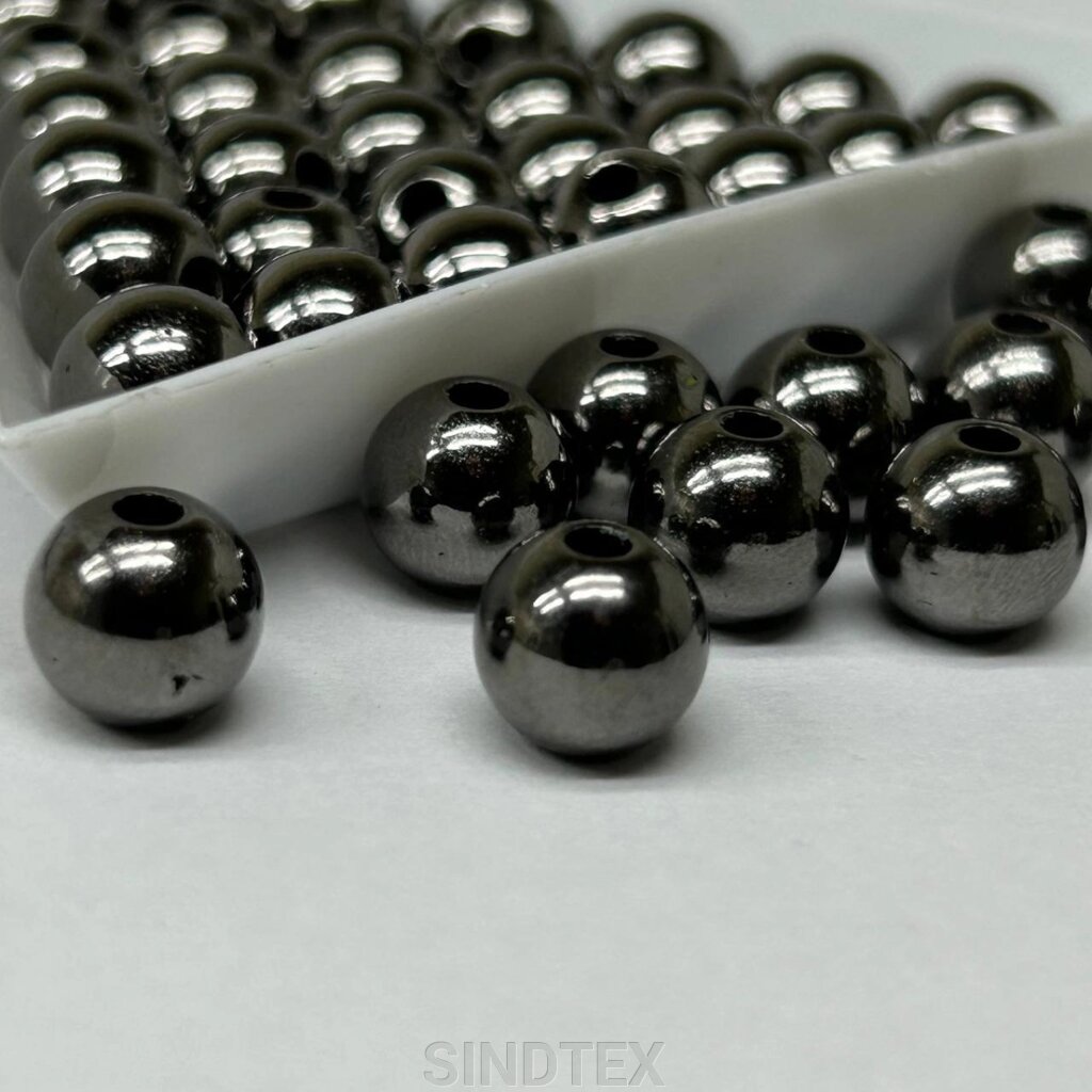 (20 грам) Намистини пластик Ø8мм - чорний хром від компанії SINDTEX - фото 1
