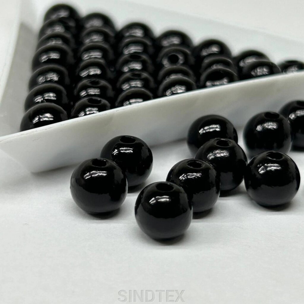 (20 грам) Намистини пластик Ø8мм - чорний матовий від компанії SINDTEX - фото 1