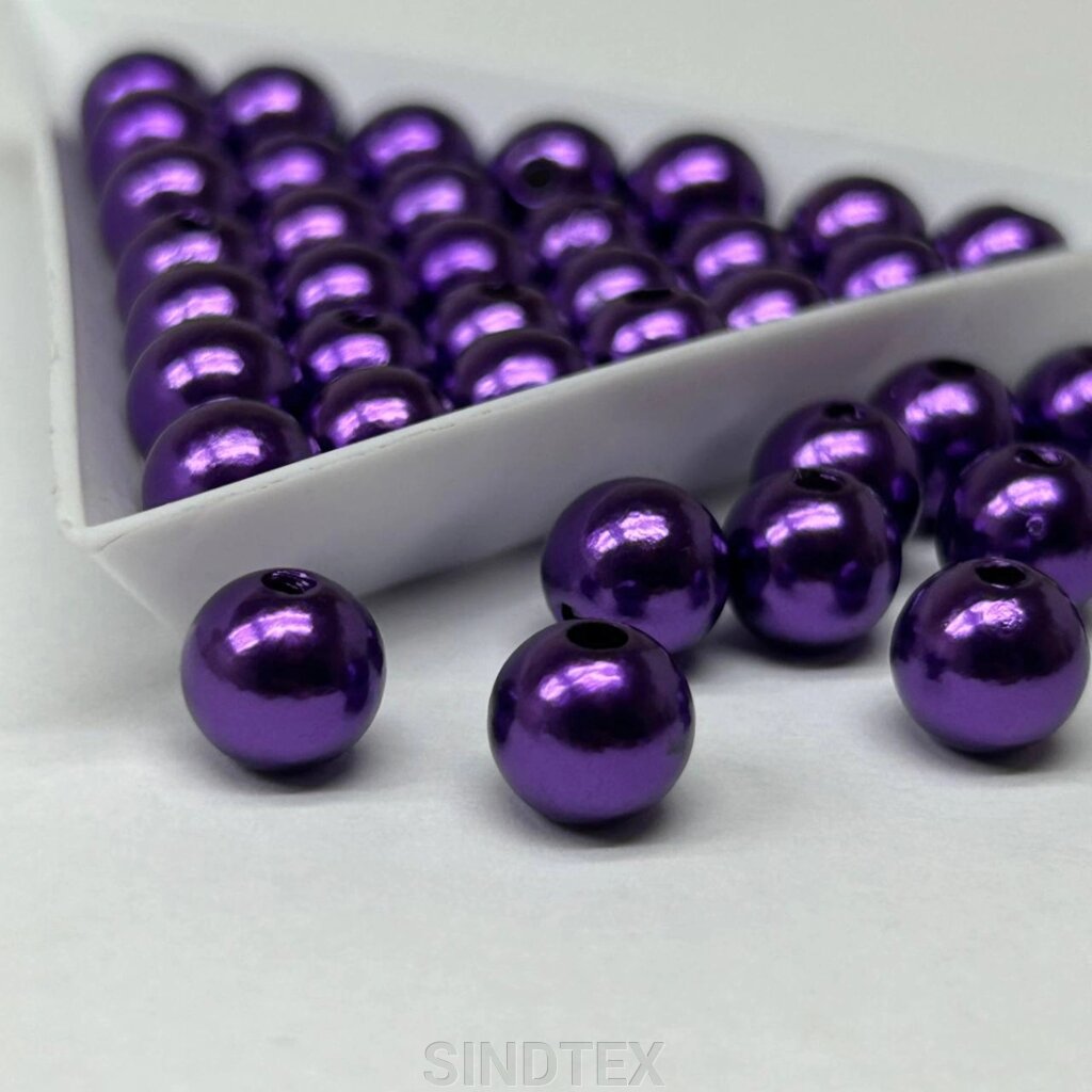 (20 грам) Намистини пластик Ø8мм - фіолетовий перламутр від компанії SINDTEX - фото 1
