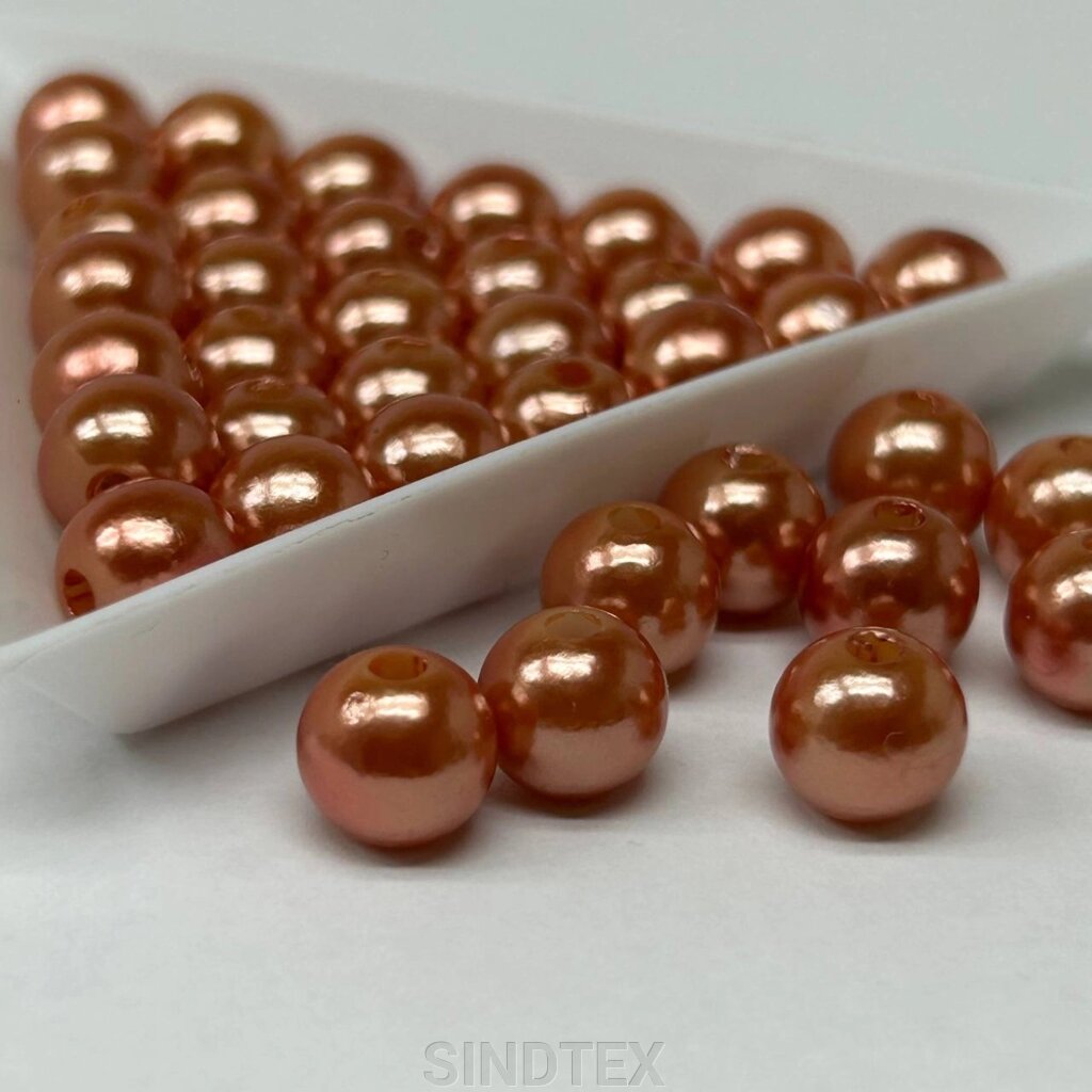 (20 грам) Намистини пластик Ø8мм - коричневий перламутр від компанії SINDTEX - фото 1