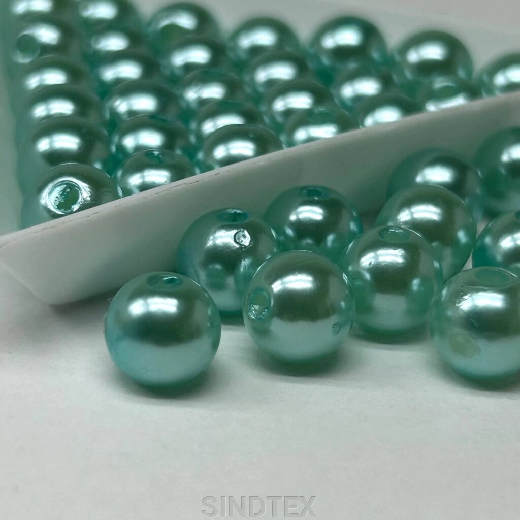 (20 грам) Намистини пластик Ø8мм - м'ятний перламутр від компанії SINDTEX - фото 1