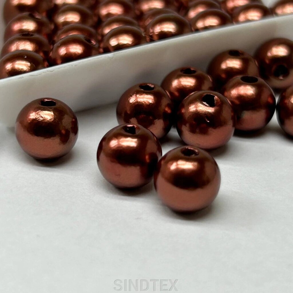 (20 грам) Намистини пластик Ø8мм - шоколадний перламутр від компанії SINDTEX - фото 1