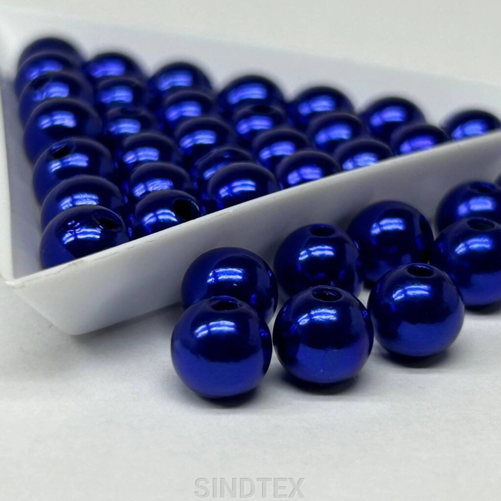(20 грам) Намистини пластик Ø8мм - синій перламутр від компанії SINDTEX - фото 1