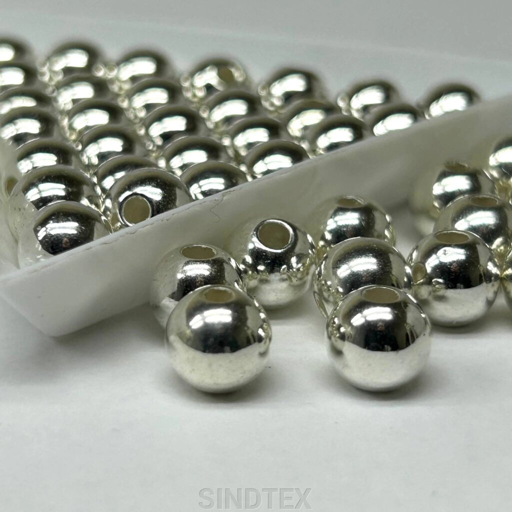 (20 грам) Намистини пластик Ø8мм - срібло хромований від компанії SINDTEX - фото 1