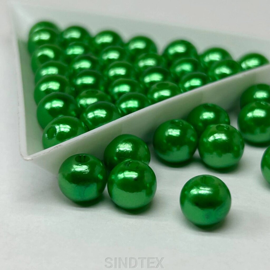 (20 грам) Намистини пластик Ø8мм - зелений перламутр від компанії SINDTEX - фото 1