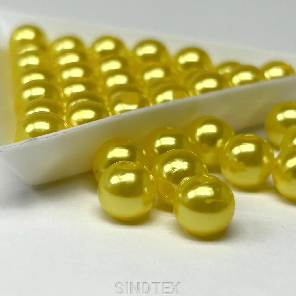 (20 грам) Намистини пластик Ø8мм - жовтий перламутр від компанії SINDTEX - фото 1