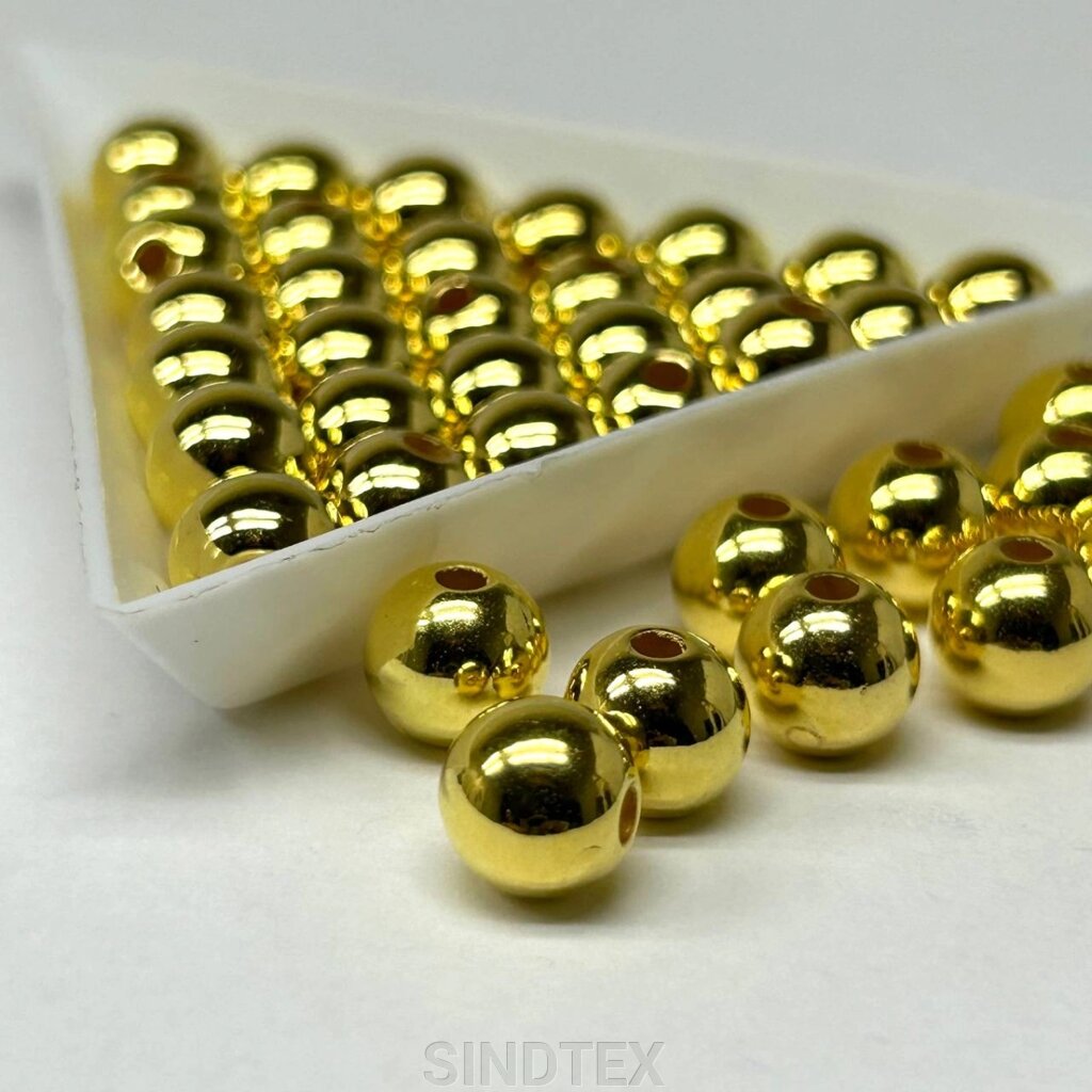 (20 грам) Намистини пластик Ø8мм - золото від компанії SINDTEX - фото 1