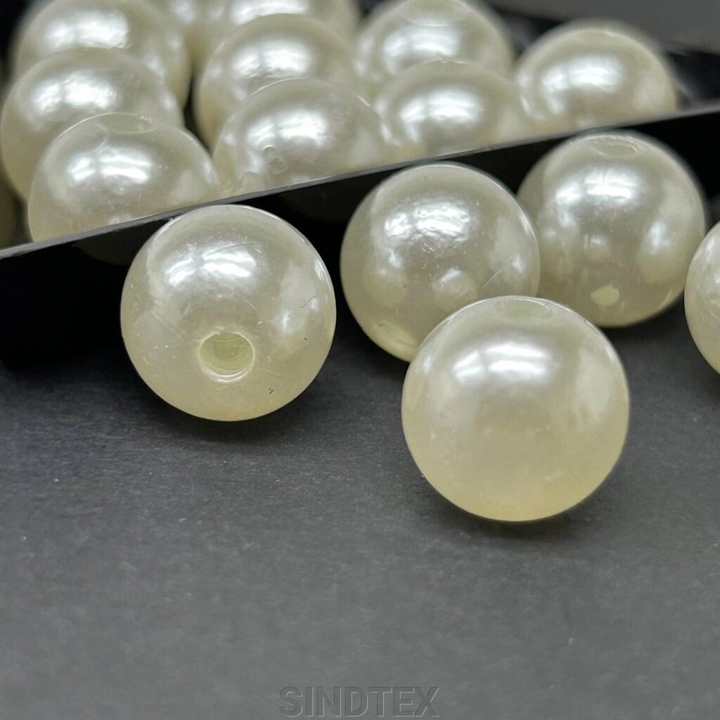 (20 грам) Перли бусини пластик Ø12мм - айворі перламутр від компанії SINDTEX - фото 1