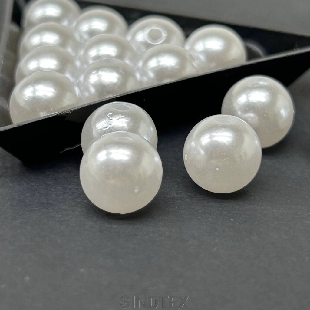 (20 грам) Перли бусини пластик Ø12мм - білий перламутр від компанії SINDTEX - фото 1